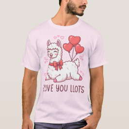 Llove You Llots - Kawaii Lama Alla Hjärtans Dag T Shirt