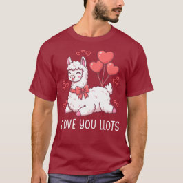 Llove You Llots - Kawaii Lama Alla Hjärtans Dag T Shirt