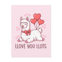 Llove You Llots - Kawaii Lama Alla Hjärtans Dag