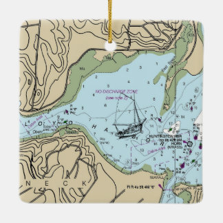 Lloyd Harbor NY Nautical Diagram Julgransprydnad Keramik