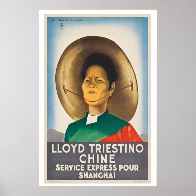 Lloyd Triestino Express Service för Kina Shanghai Poster (Framsidan)
