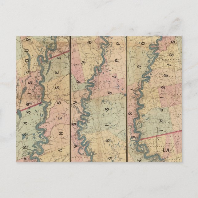 Lloyd's karta i Nedre Mississippi Vykort (Framsida)