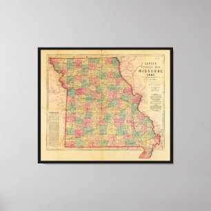 Lloyd's Offical Karta i Missouri (1861) Canvastryck