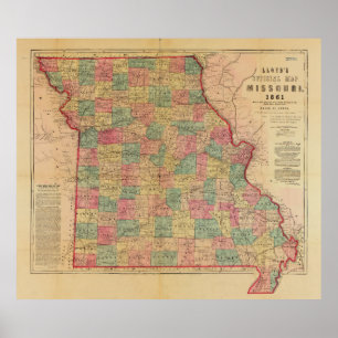 Lloyd's Offical Karta i Missouri (1861) Poster