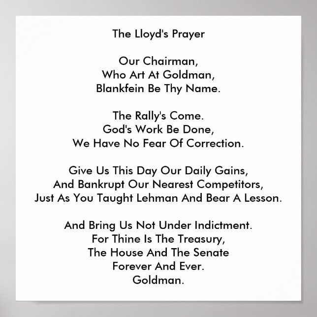 Lloyd's Prayer Poster (Framsidan)