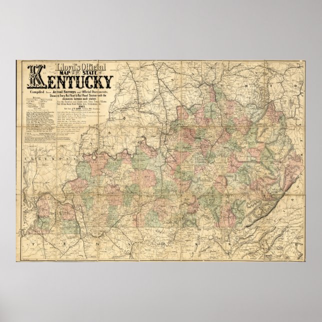 Llyods Officiell Karta, Kentucky circa 1862 Poster (Framsidan)