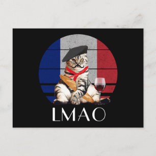 LMAO Le Meow Fransk Cat Vykort