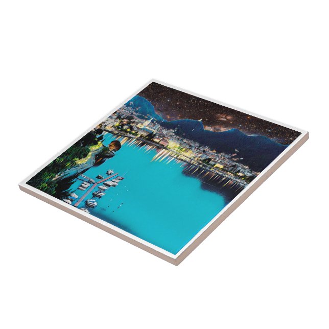 LMD001 COMO - Sjö - Lombardiet - Italien Kakelplatta (Sidan)