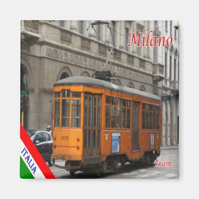 LMD007 MILAN - TRAM-linje 1 - Italien - Fridge Magnet (Framsidan)
