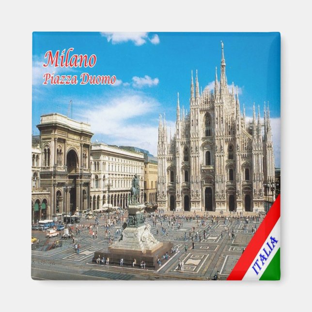 LMD011 MILAN, Piazza del Duomo Cathedral, Fridge Magnet (Framsidan)