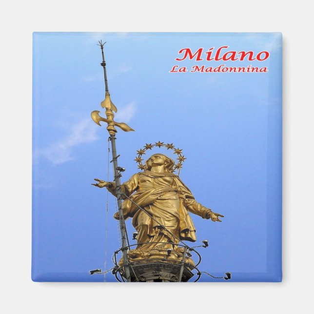 LMD014 MILAN, Madonnina Statue, Italien, Fridge Magnet (Framsidan)