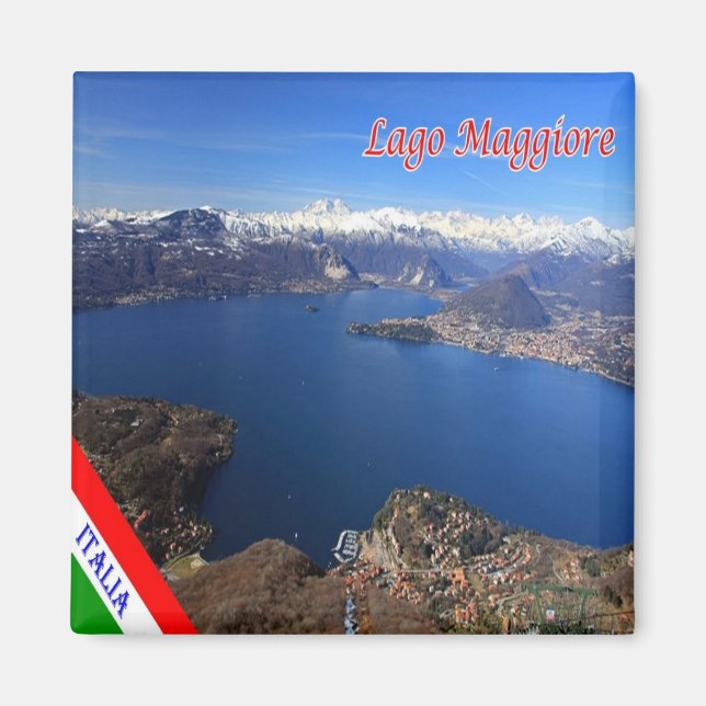 LMD077 SJÖ MAGGIORE Aerial View, Italien, Fridge Magnet (Framsidan)