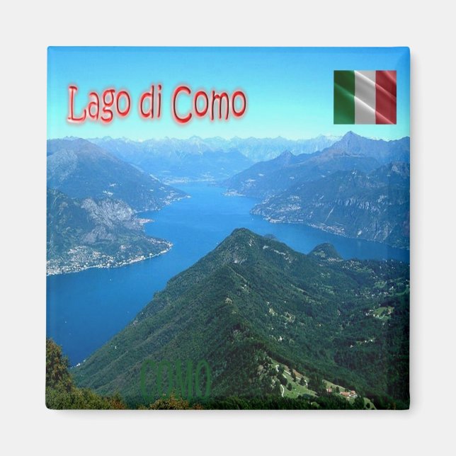 LMD090 COMO Aerial View, Lombardiet Italien, Fridg Magnet (Framsidan)