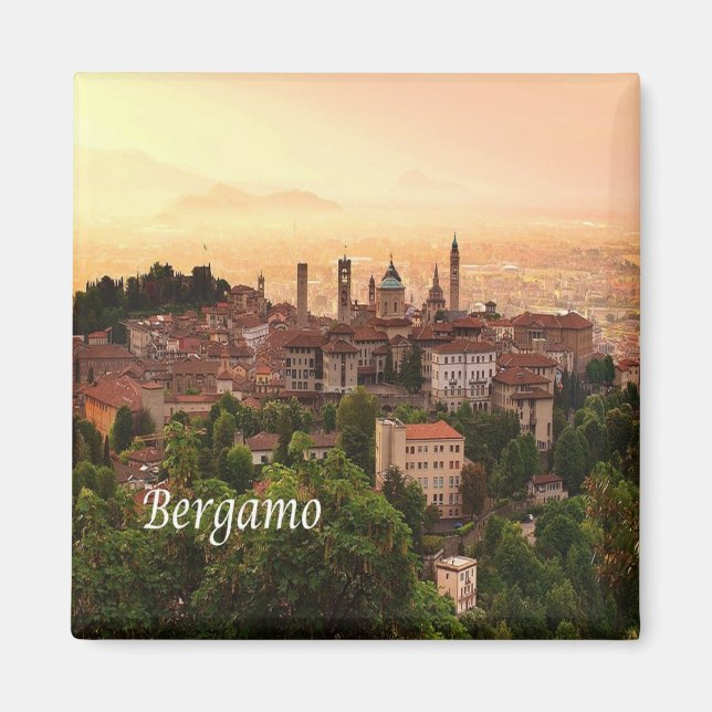 LMD111 BERGAMO sunrise, Lombardiet, Italien, Fridg Magnet (Framsidan)