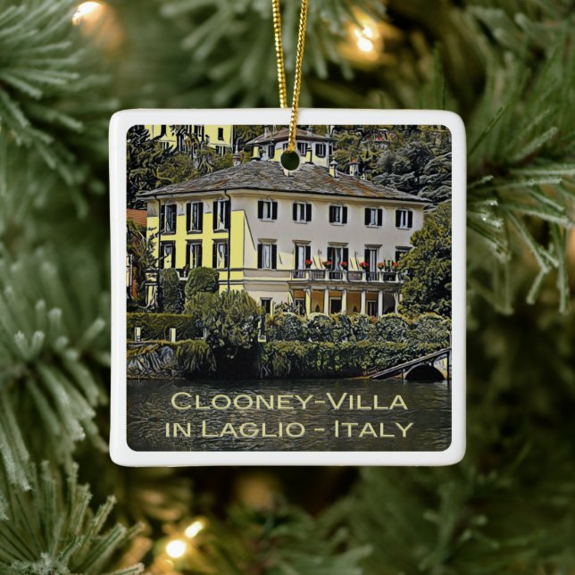 LMD116 CLOONEY-VILLA Laglio Sjö Como Julgransprydnad Keramik (Träd)