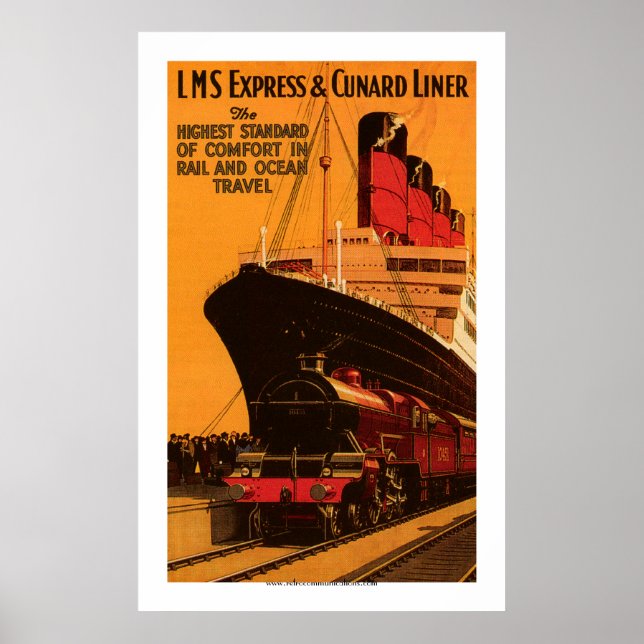 LMS Express & Cunard Liner Poster (Framsidan)
