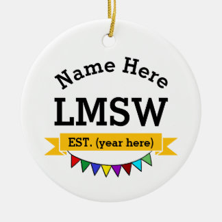 LMSW Gift Licensed Master Social Worker Julgransprydnad Keramik
