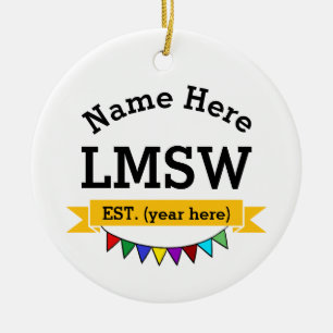 LMSW-ornament Licensierad Master Socialarbetare Pr Julgransprydnad Keramik