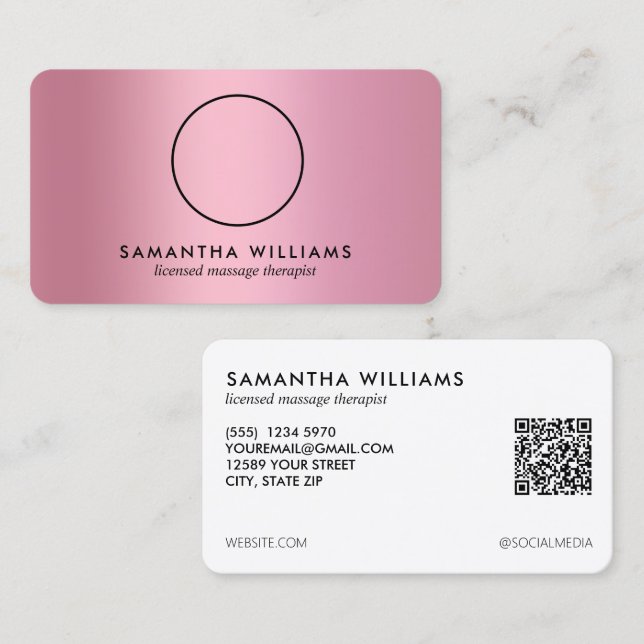 LMT-massageterapistisk Anpassningsbar QR-foto Visitkort (Fram/baksida)
