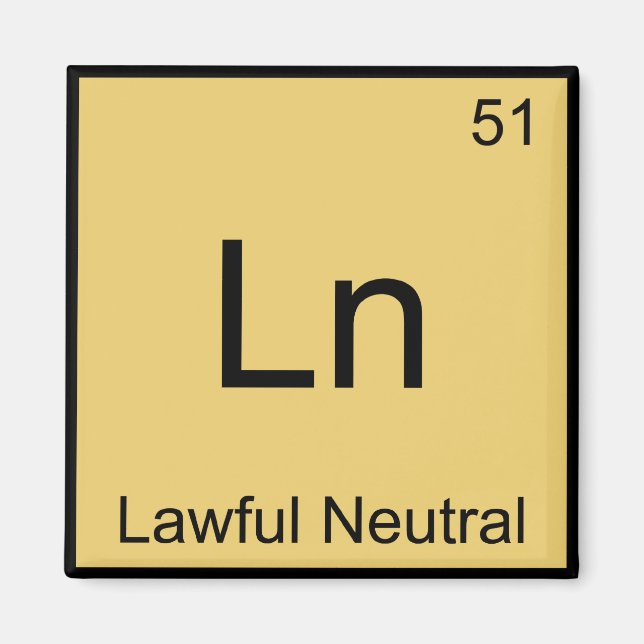 Ln - Laglig Neutral Rolig Kemiskt Element Symbol Magnet (Framsidan)