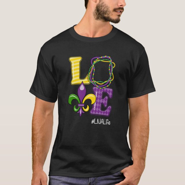 LNA Nurse Mardi Gras Leopard Festival Party T Shirt (Framsida)