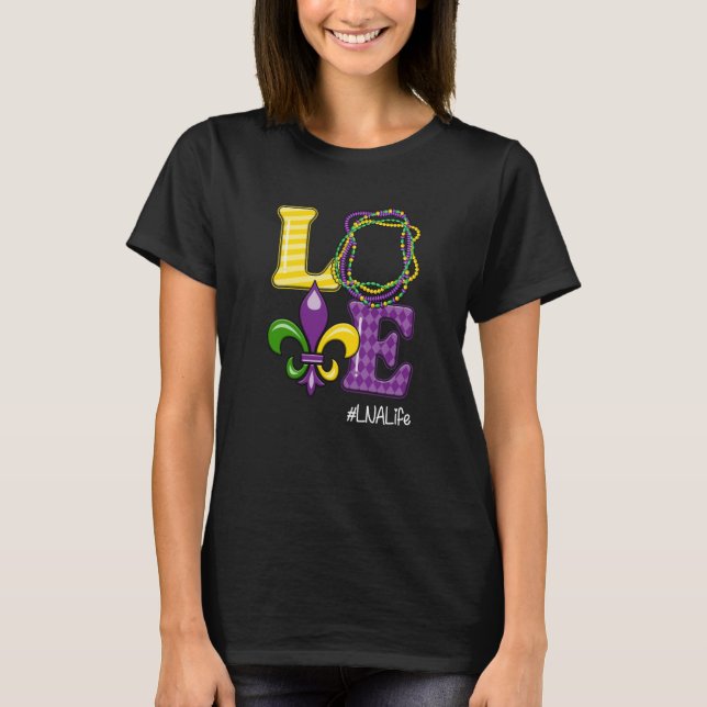 LNA Nurse Mardi Gras Leopard Festival Party T Shirt (Framsida)