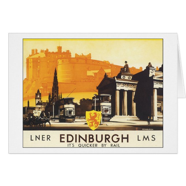 LNER Edinburgh LMS Det är Quicker av Rail Hälsningskort (Framsidan Horizontal)