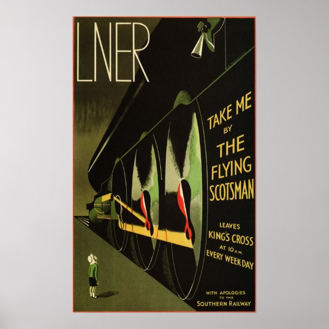 LNER Flies Scotsman Tåg Vintage Railway Poster (Framsidan)