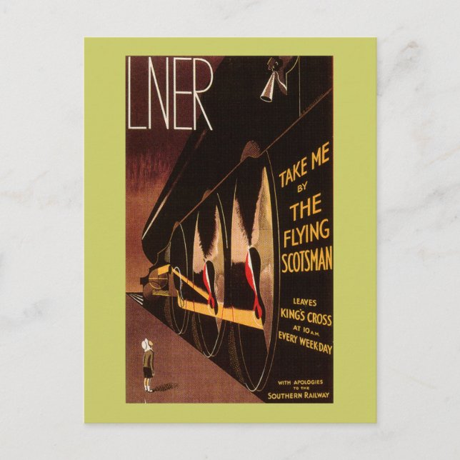 LNER Flies Scotsman Vykort (Framsida)