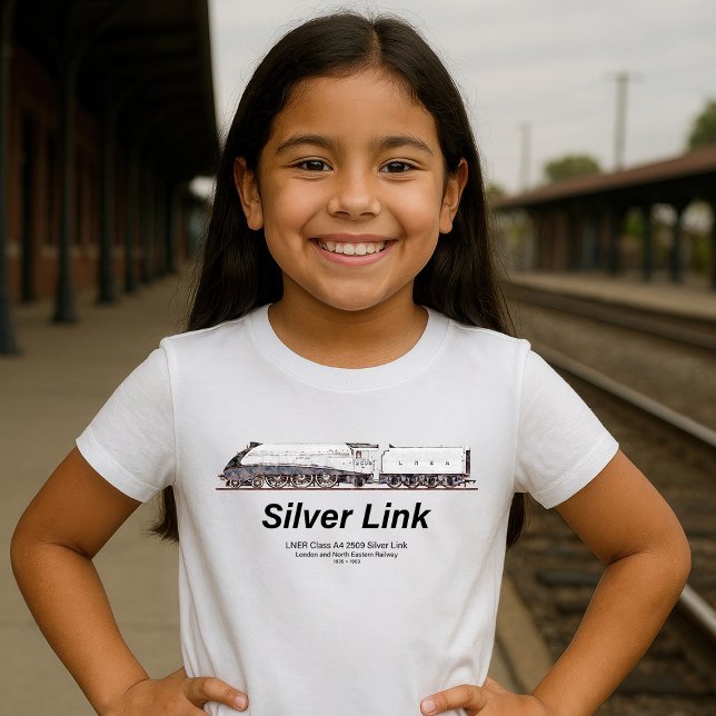 LNER Klass A4 2509 Silver Link Ånglok  T Shirt (LNER Class A4 2509 Silver Link Steam Locomotive. Girl Basic T-Shirt)