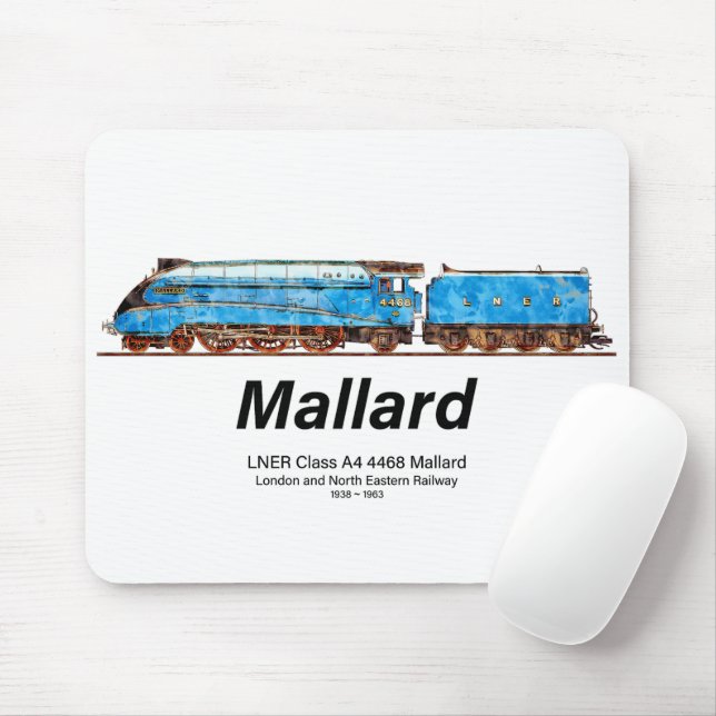 LNER Klass A4 4468 Mallard - Snabbaste ångloket Musmatta (Med mus)