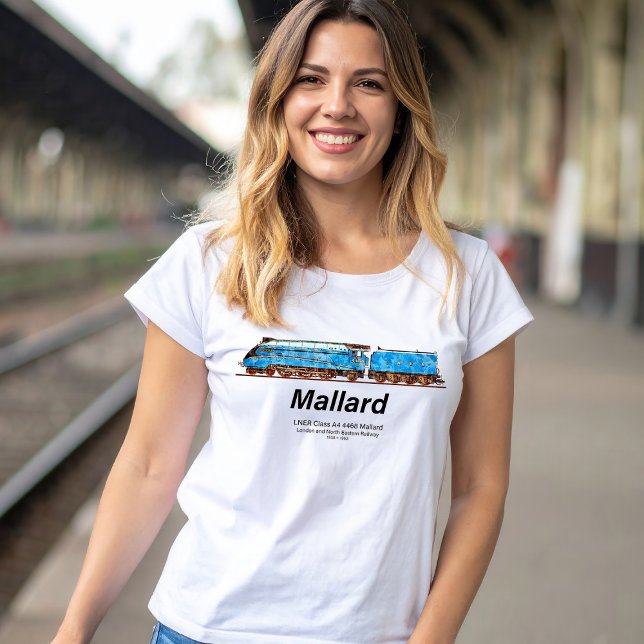 LNER Klass A4 4468 Mallard - Snabbaste Ångloket T Shirt (LNER Class A4 4468 Mallard - Fastest Steam Locomotive. Womens Basic T-Shirt)