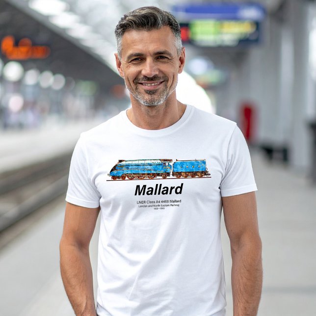 LNER Klass A4 4468 Mallard - Snabbaste ångloket T Shirt (LNER Class A4 4468 Mallard - Fastest Steam Locomotive. Mens Basic T-Shirt)