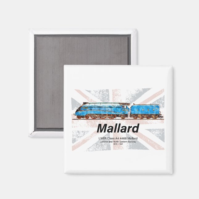 LNER klass A4 Mallard-lokomotiv profil med flagga Magnet (Front/Back)