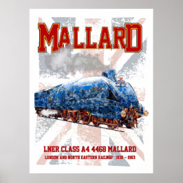 LNER Klass A4 Mallard lokomotiv Union Jack flagga Poster
