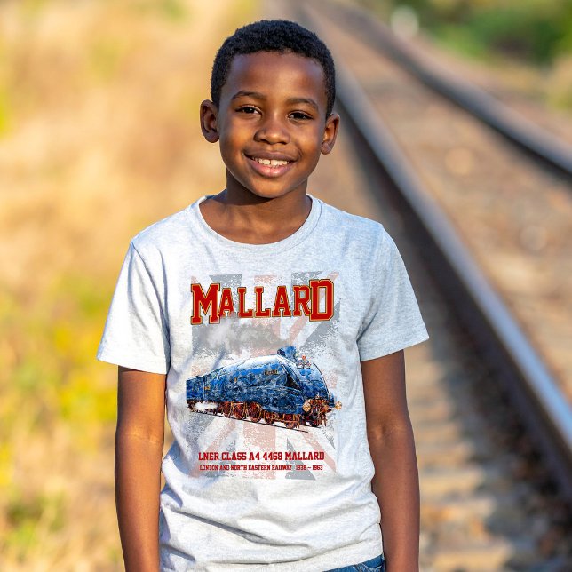 LNER klass A4 Mallard lokomotiv Union Jack flagga T Shirt (Class A4 Mallard - World Fastest Steam Locomotive. Boy Basic T-Shirt)