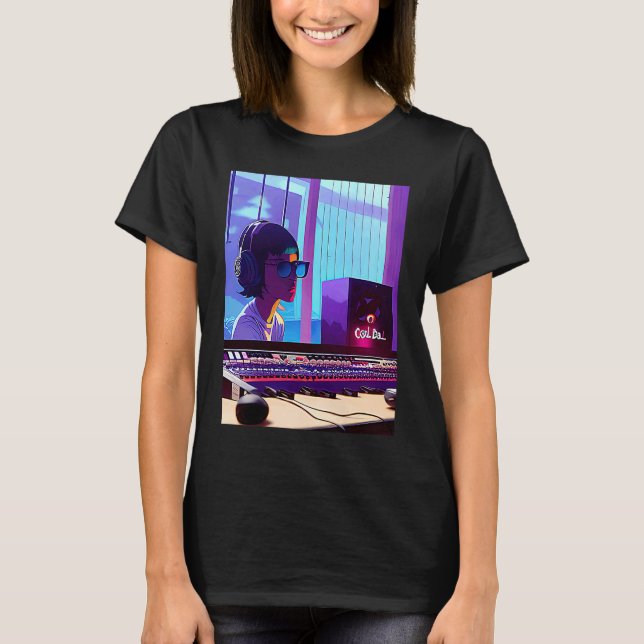 Lo fi hip hop chillchill beats studio aestheti t shirt (Framsida)