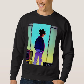 Lo fi hip hop chillhop chill beats aesthetics  123 lång ärmad tröja