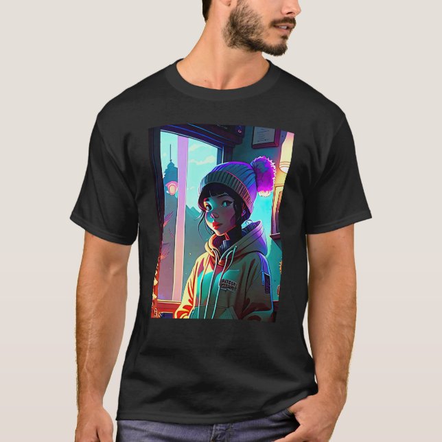 Lo fi hip hop chillhop chill beats aesthetics  17 t shirt (Framsida)