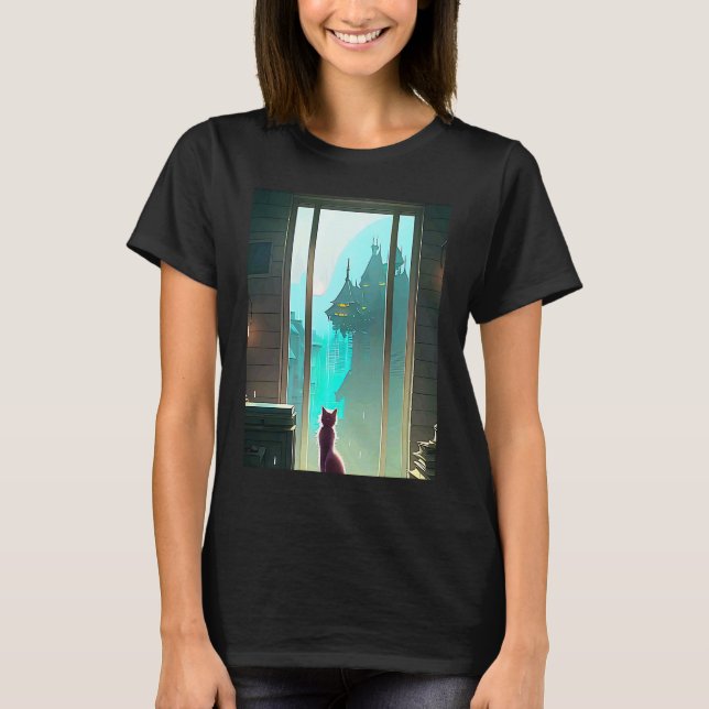 Lo fi hip hop chillhop chill beats aesthetics cat  t shirt (Framsida)