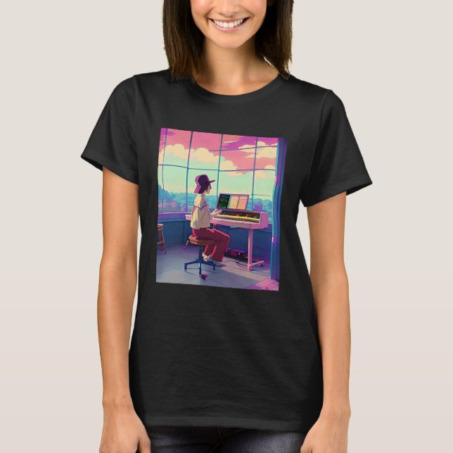 Lo fi hip hop chillhop chill beats aesthetics t shirt (Framsida)