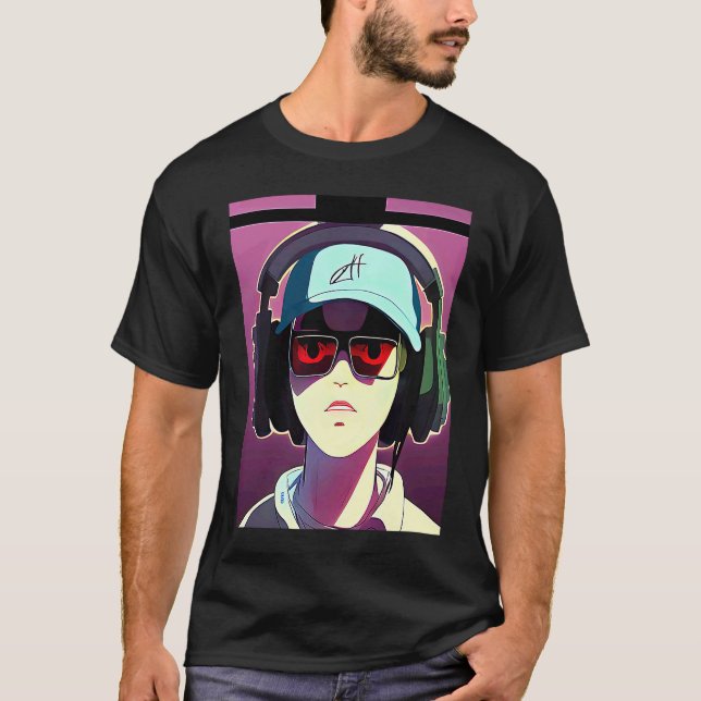 Lo fi hip hop chillhop chill beats boy aesthetics  t shirt (Framsida)