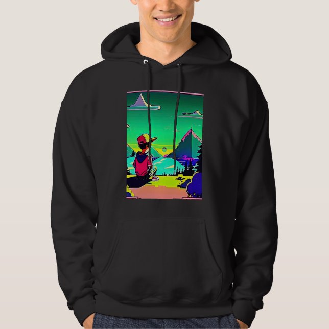 Lo fi hip hop chillhop chill beats lofi aesthetics hoodie (Framsida)