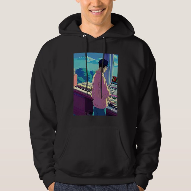 Lo fi hip hop chillhop chill beats lofi aesthetics hoodie (Framsida)