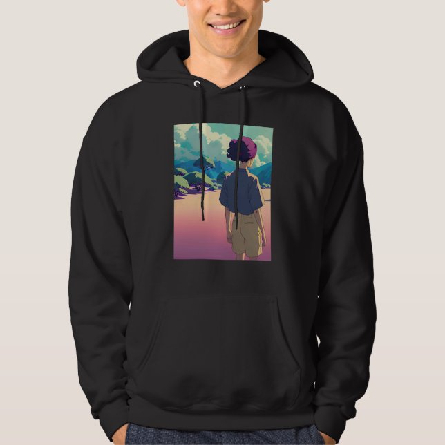 Lo fi hip hop chillhop chill beats lofi aesthetics hoodie (Framsida)