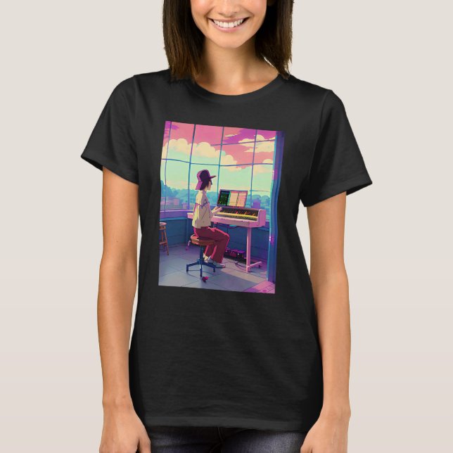 Lo fi hip hop chillhop chill beats lofi aesthetics t shirt (Framsida)
