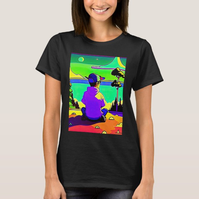 Lo fi hip hop chillhop chill beats lofi aesthetics t shirt (Framsida)