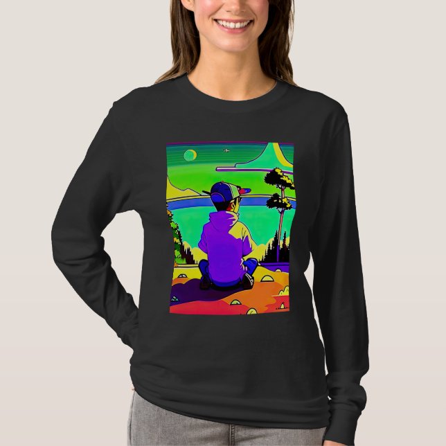 Lo fi hip hop chillhop chill beats lofi aesthetics t shirt (Framsida)