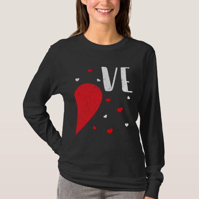 LO VE Valentines Day Matching Couples Shirt Heart  T Shirt (Framsida)