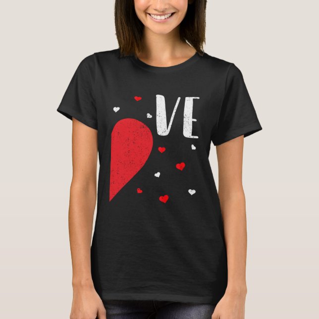 LO VE Valentines Day Matching Couples Shirt Heart  T Shirt (Framsida)